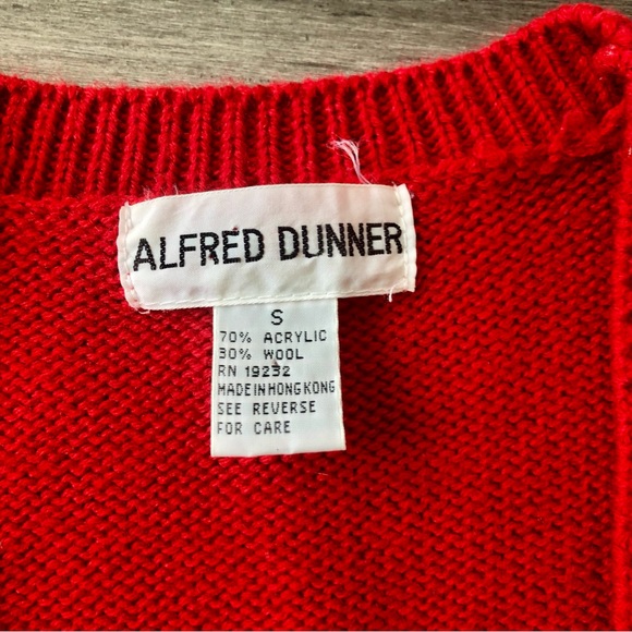 Vintage 1990s Alfred Dunner Oversized Red Wool Blend Cardigan Sweater Vest - Picture 6 of 7